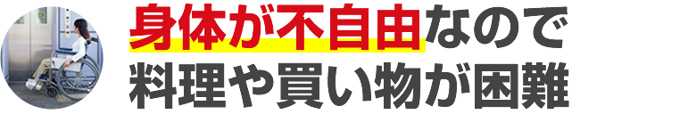 身体が不自由なので料理や買い物が困難身体が不自由なので料理や買い物が困難