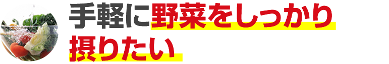 手軽に野菜をしっかり摂りたい